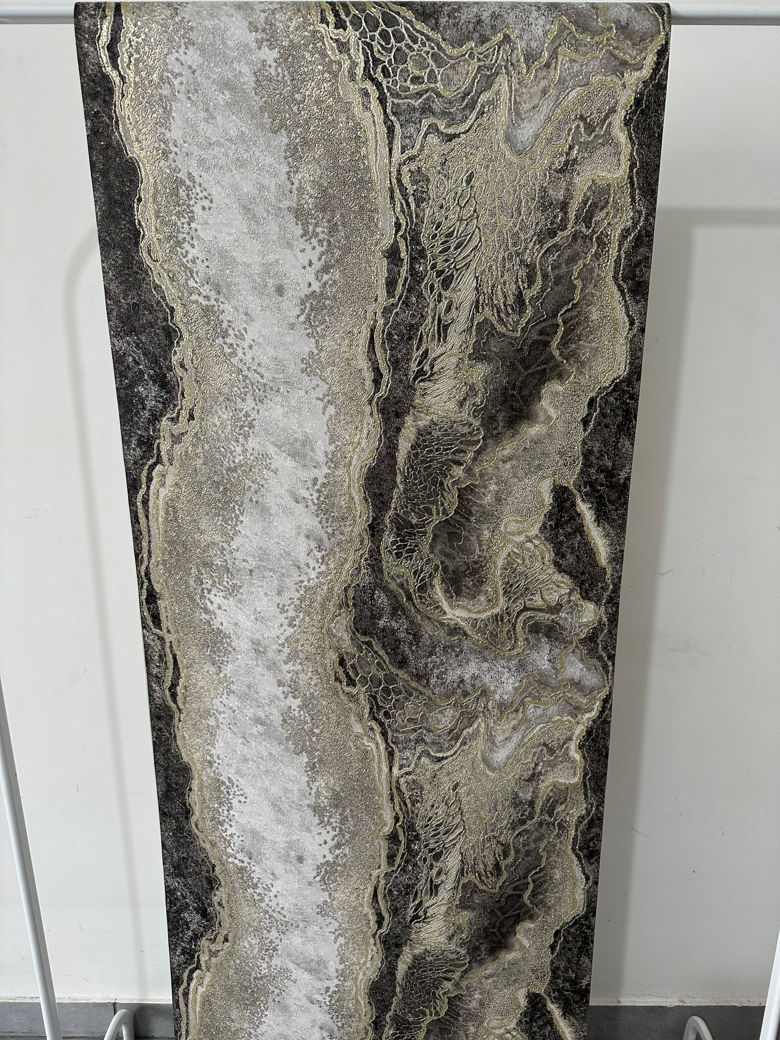 Papier peint marbré noir/or 0,53x10m