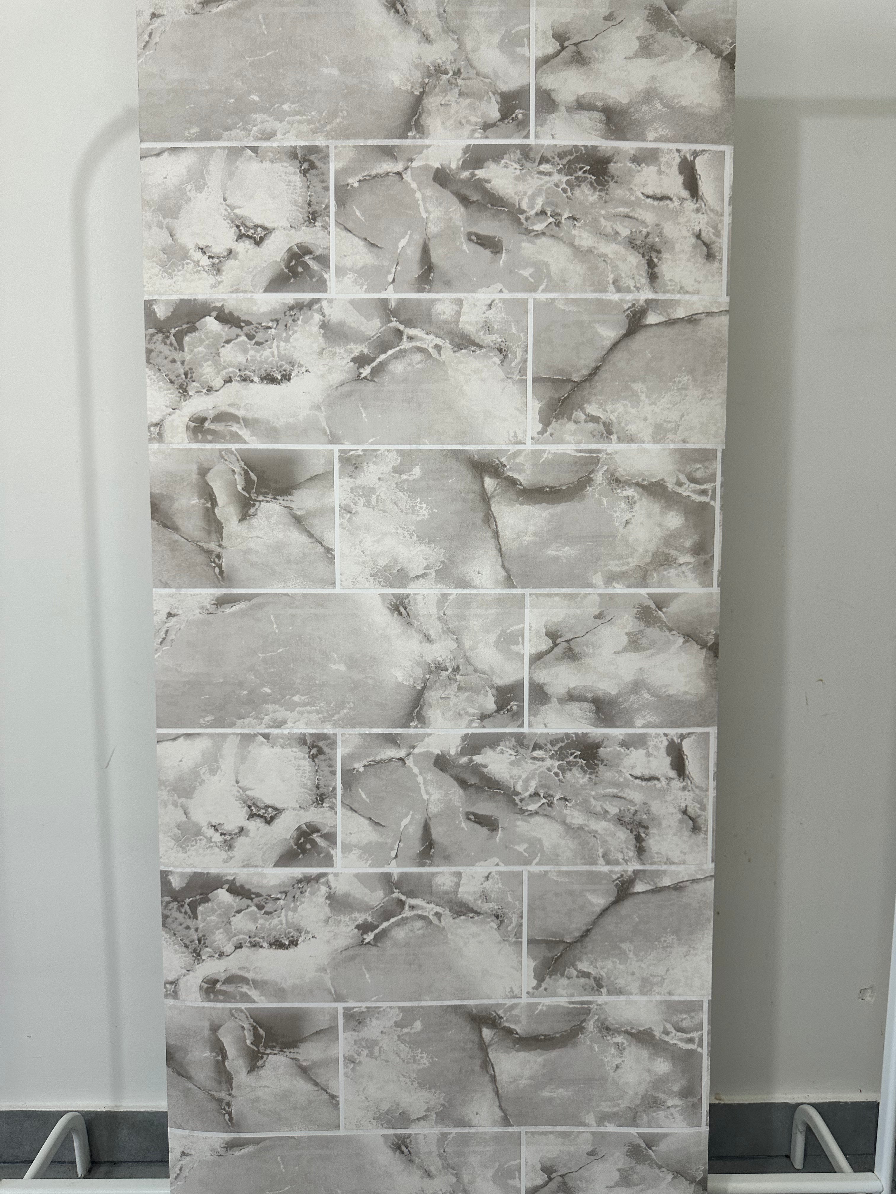 Papier peint carrelage marbre gris 0,53x10m