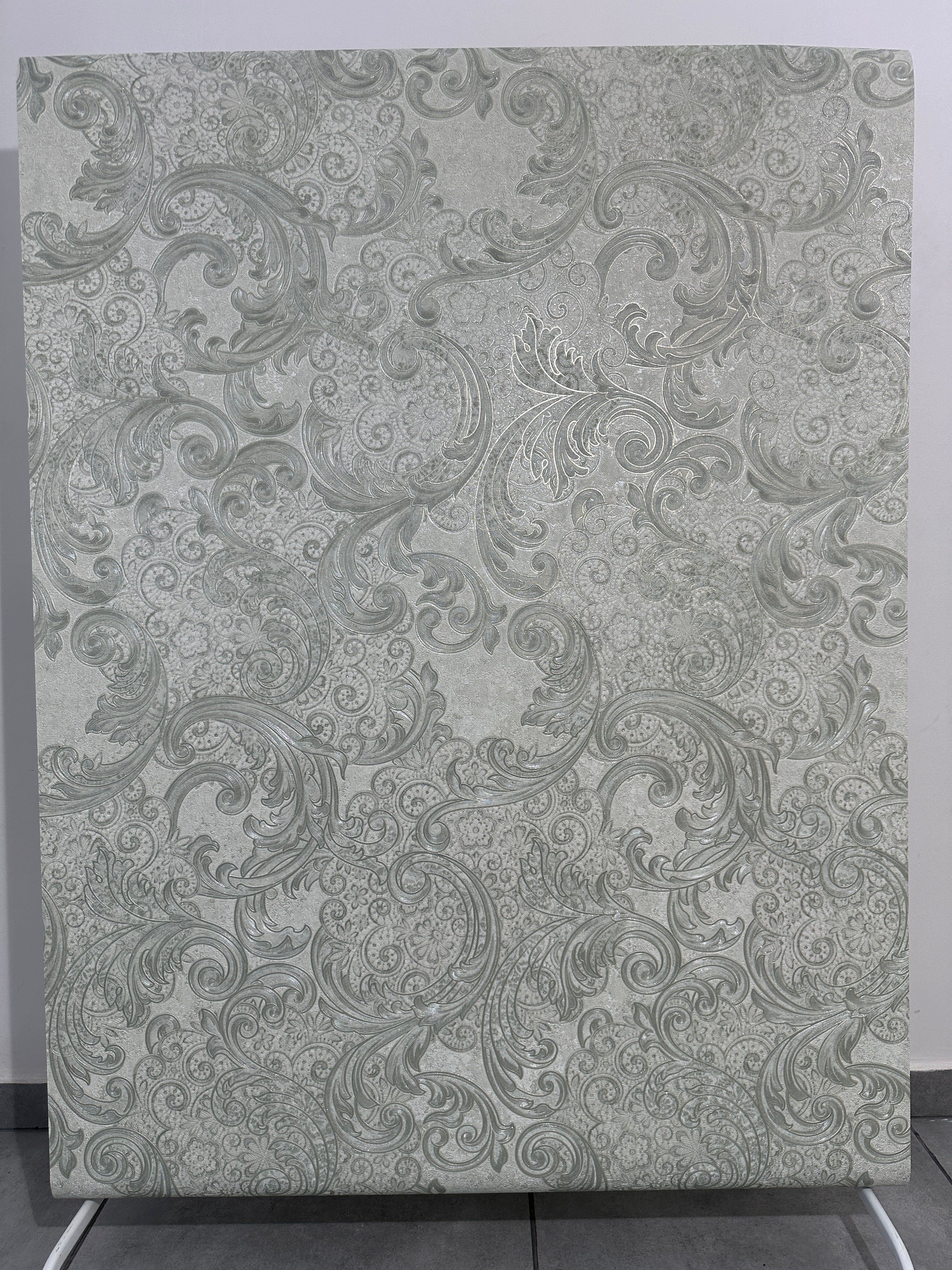 Papier peint classique vert/gris 1,06x10m