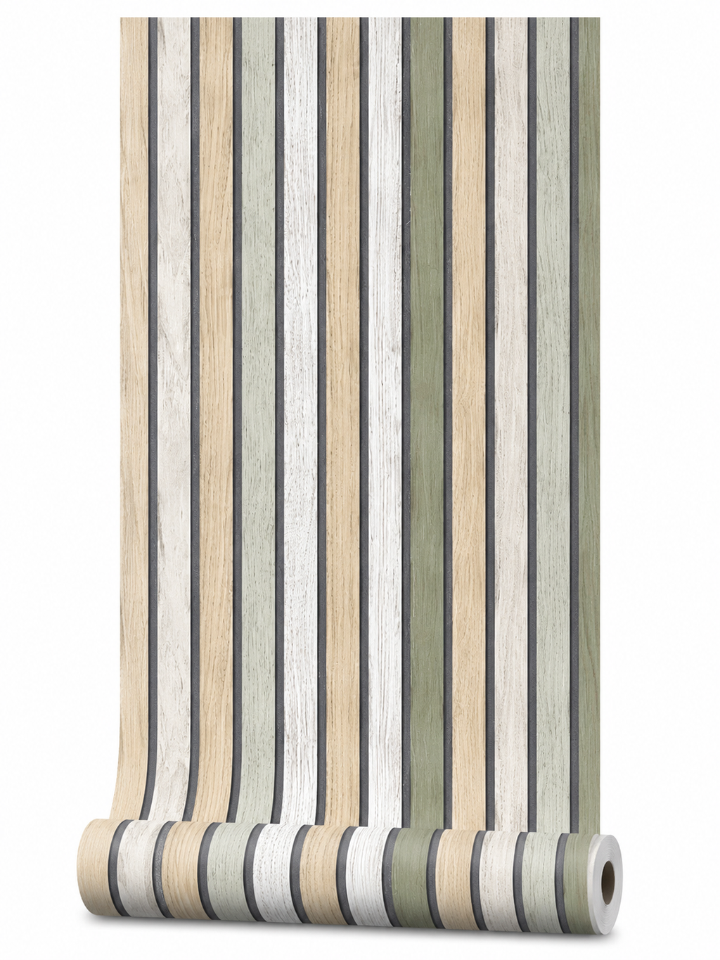 Papier peint tasseaux bois/vert 0,53x10m