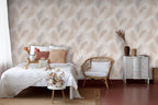 Papier peint plume rose 0,53x10m