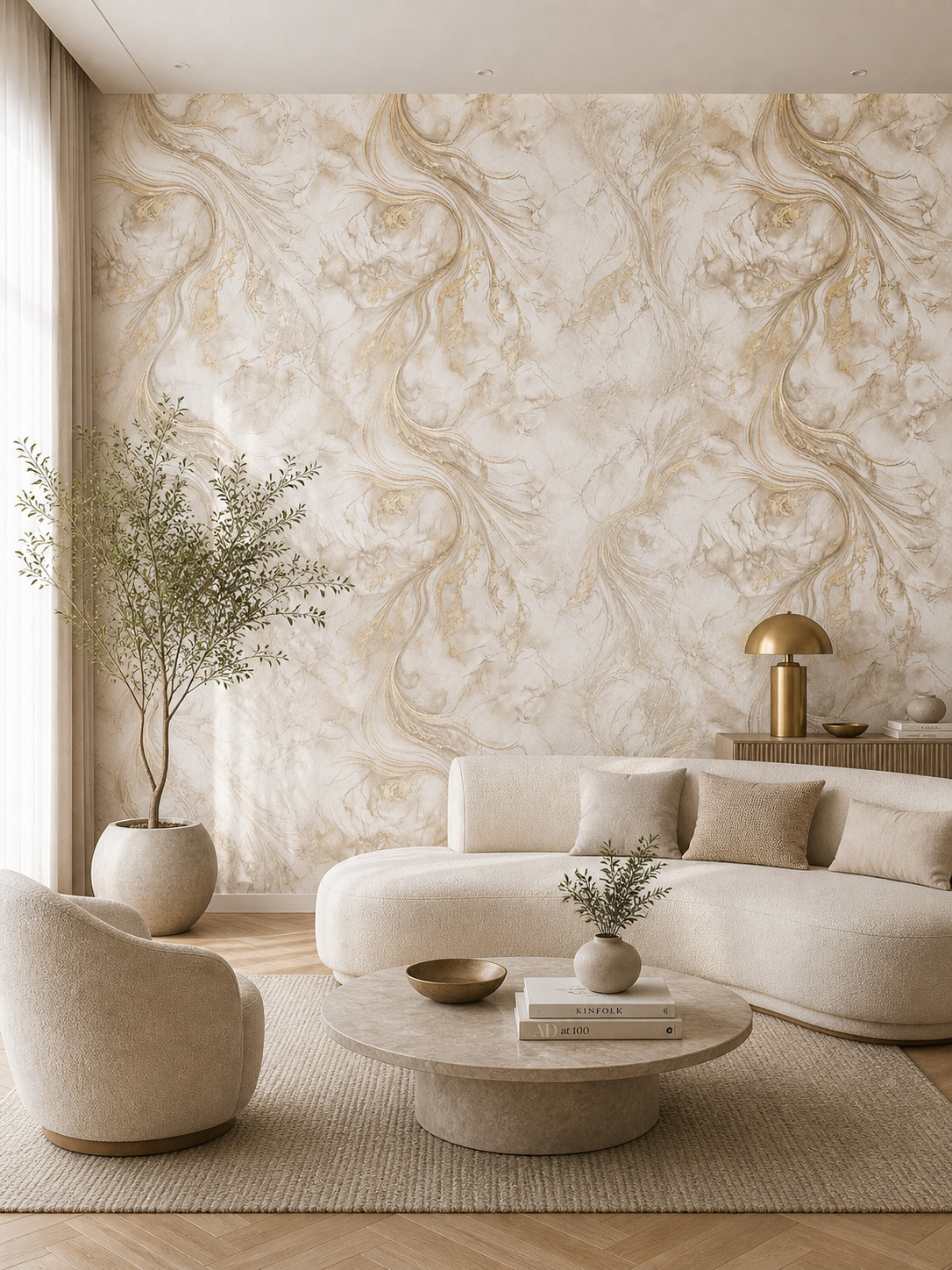 Papier peint fleur d’or fuyante 0,53x10m
