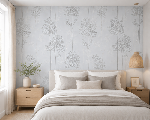 Papier peint arbre gris clair 0,53x10m