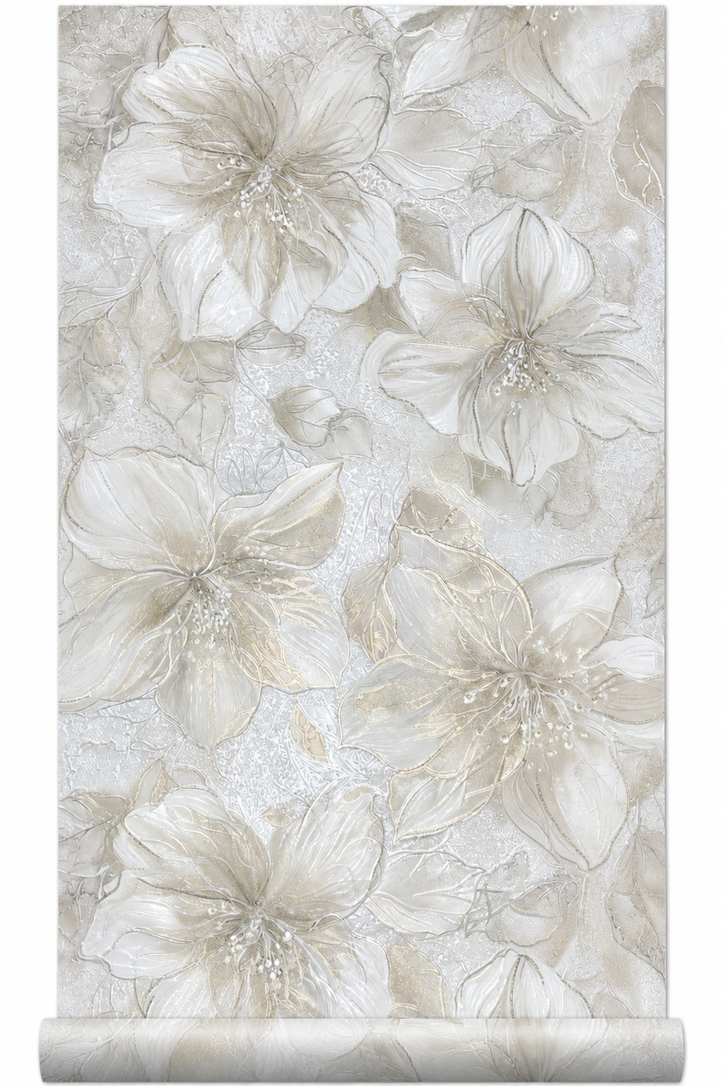 Papier peint fleur gris nacré 0,53x10m