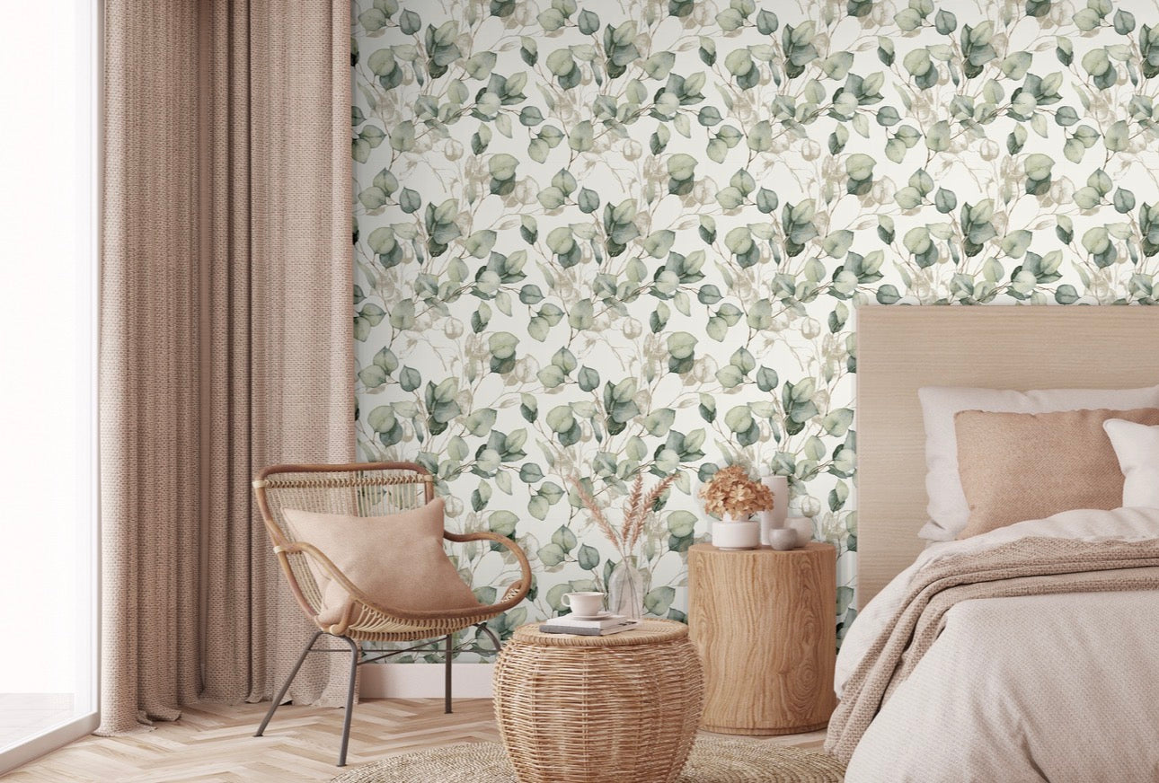 Papier peint feuillage vert doré 0,53x10m
