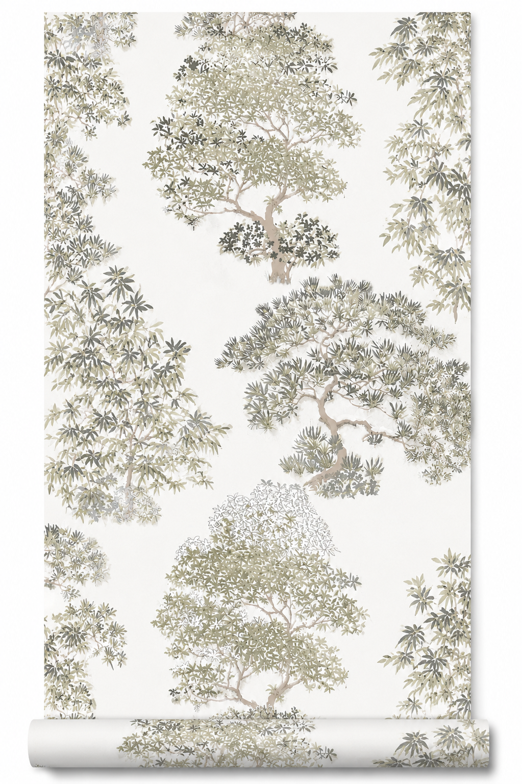 Papier peint arbre taupe/vert 0,53x10m