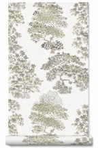 Papier peint arbre taupe/vert 0,53x10m