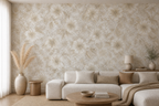Papier peint fleur gris nacré 0,53x10m