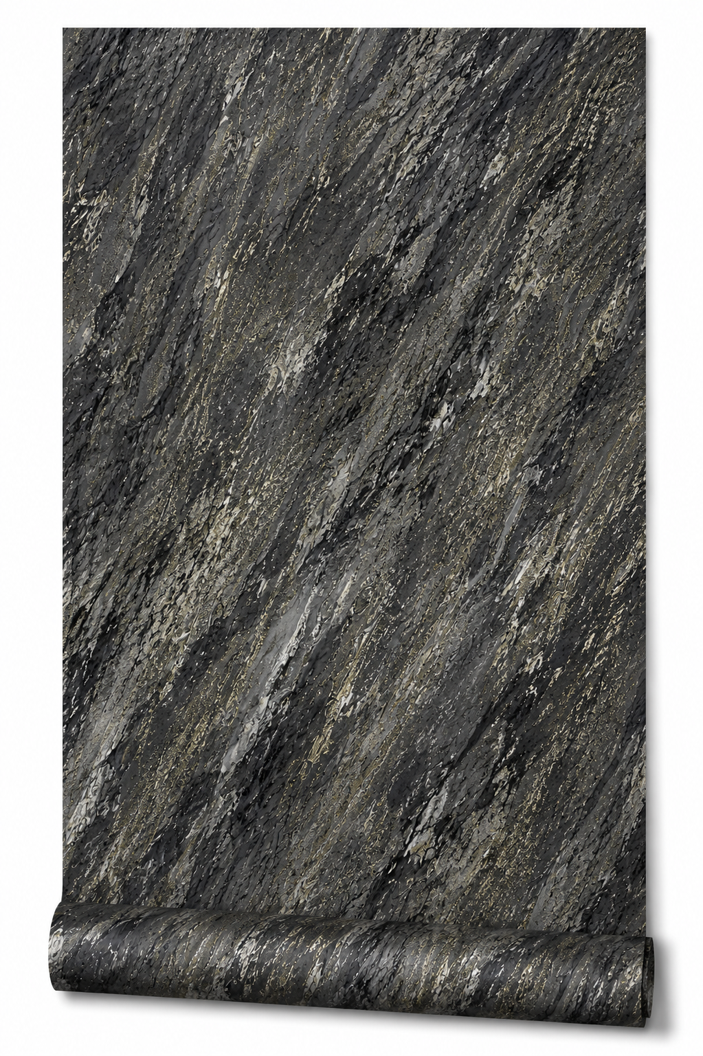 Papier peint marbré gris foncé/doré 0,53x10m