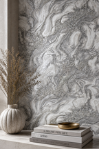Papier peint marbre gris 0,53x10m