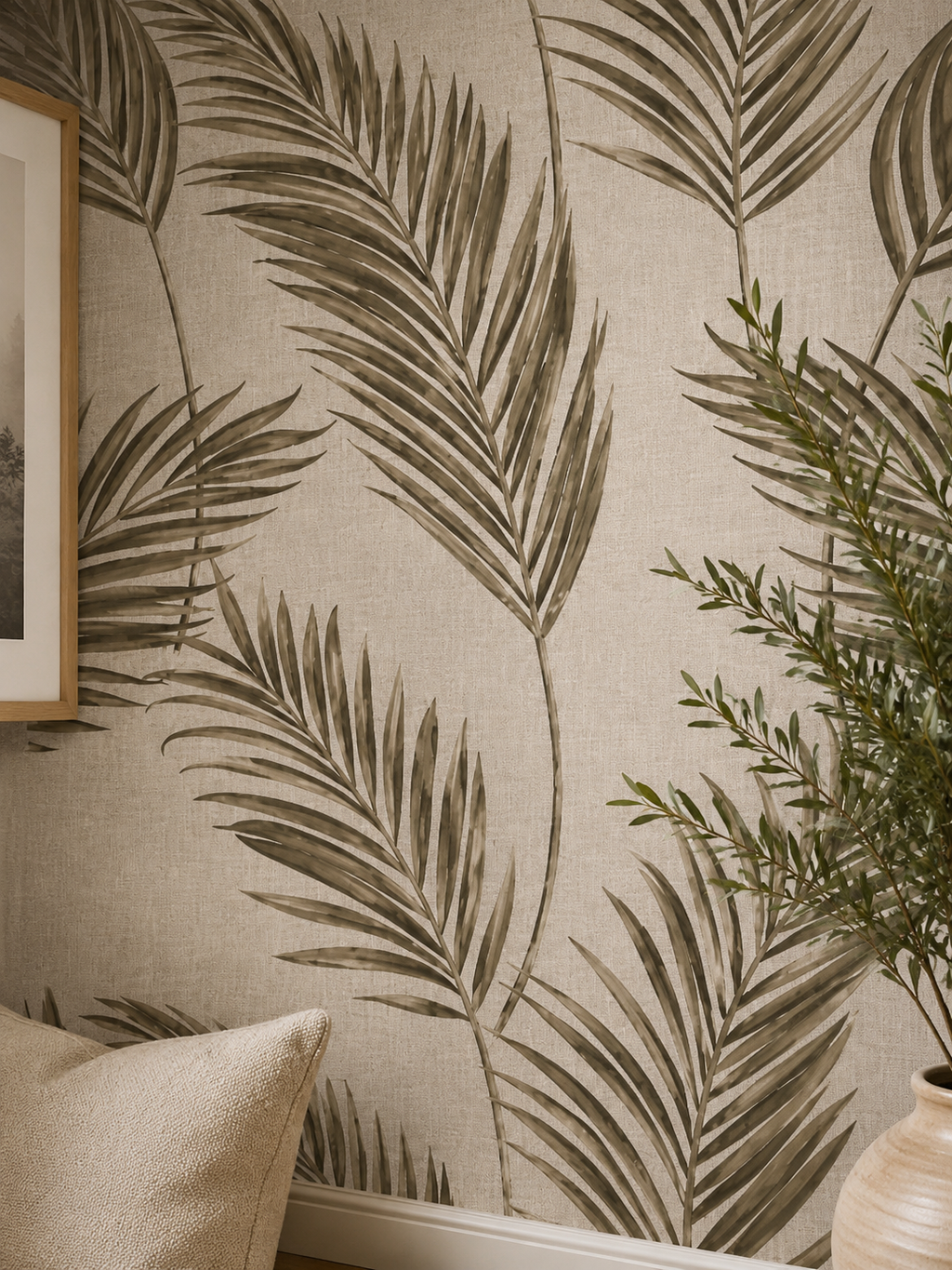 Papier peint plumes marron 0,53x10m