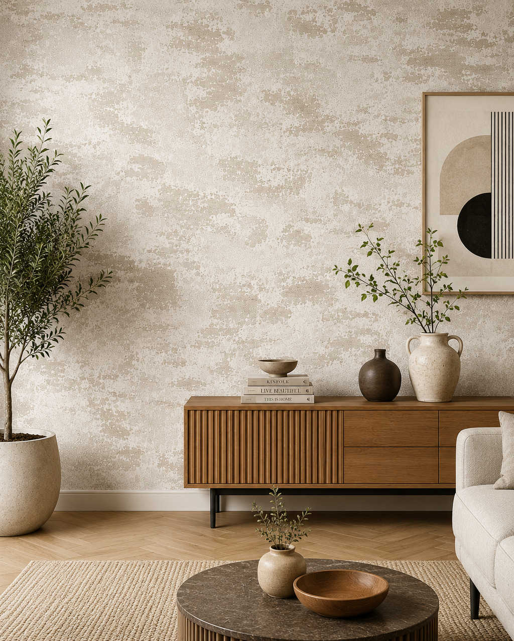Papier peint taloché taupe 0,53x10m