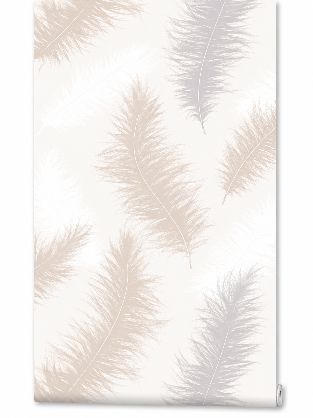 Papier peint plume rose 0,53x10m