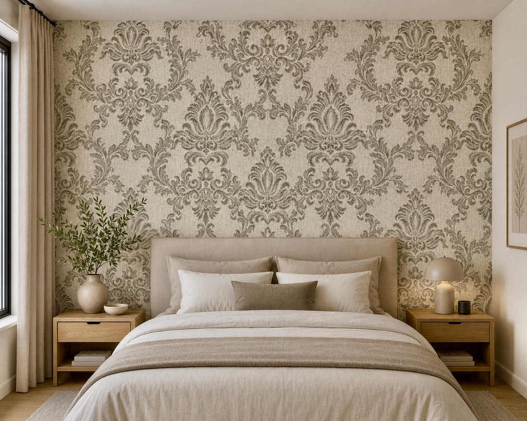 Papier peint baroque taupe/gris 0,53x10m