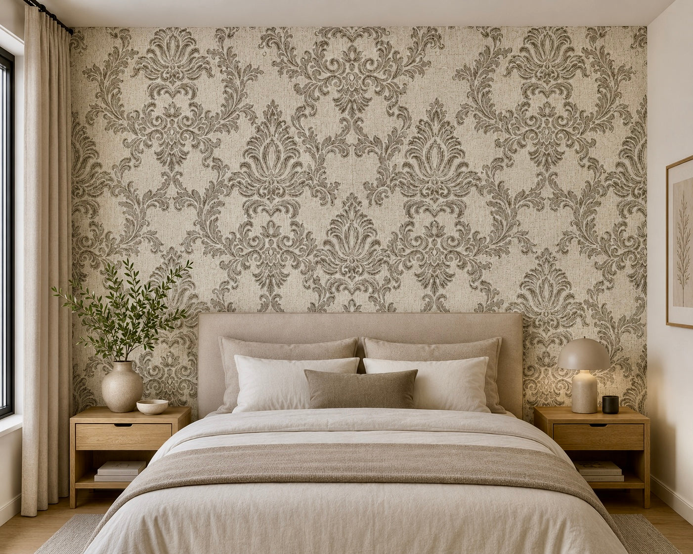 Papier peint baroque taupe/gris 0,53x10m