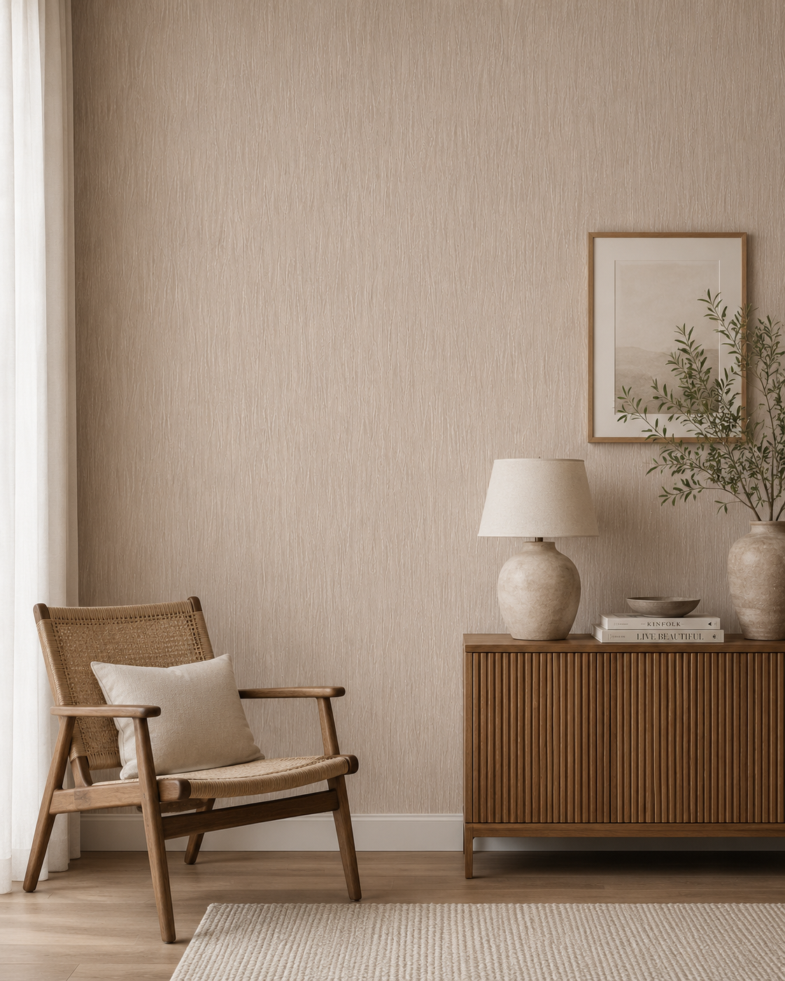 Papier peint taupe pailleté 0,53x10m