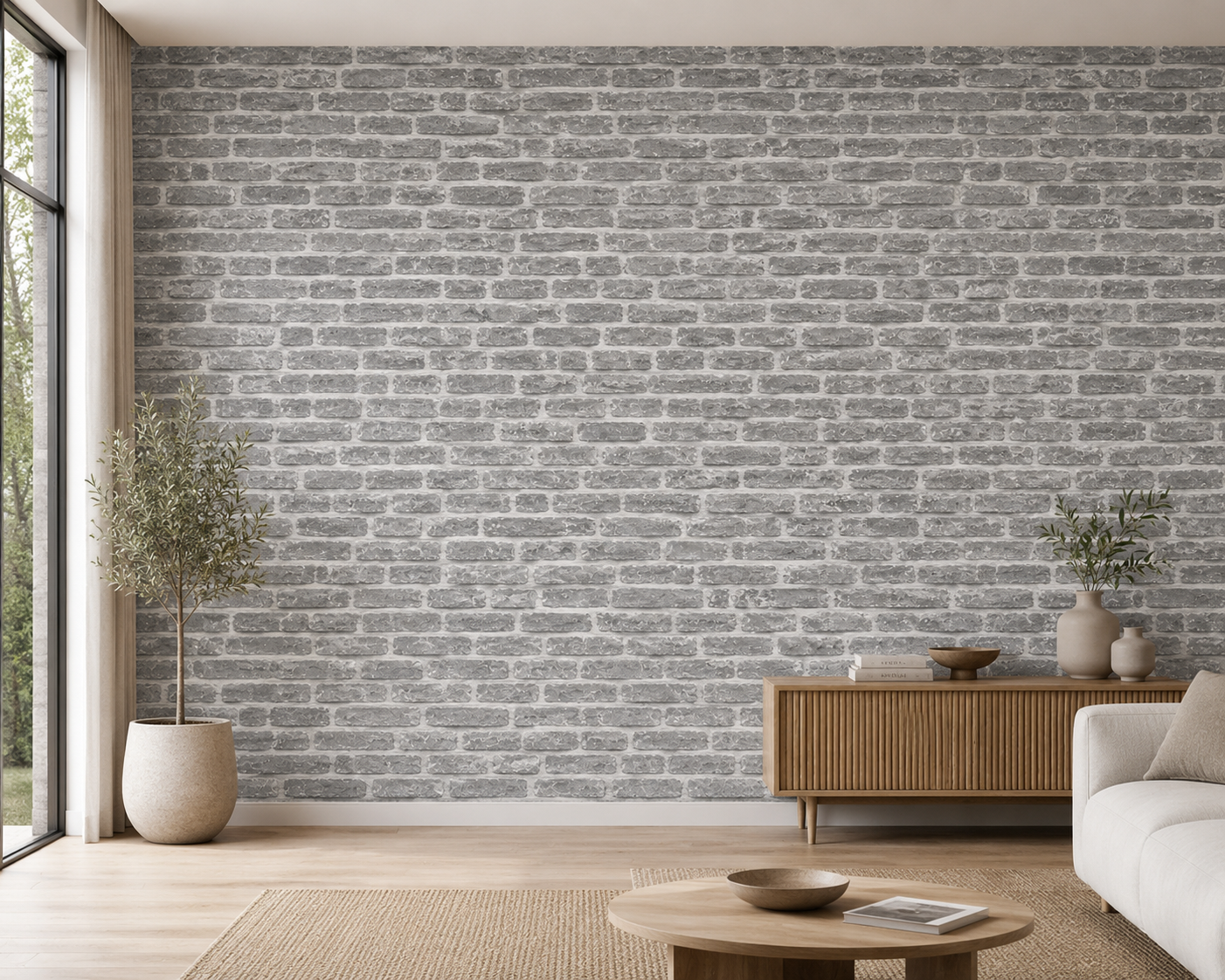 Papier peint brique gris 0,53x10m