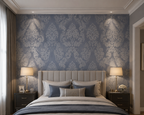 Papier peint baroque bleu nuit 0,53x10m