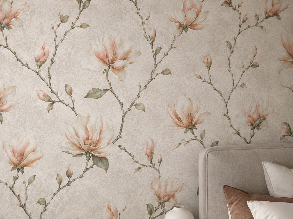 Papier peint fleur oranger 0,53x10m