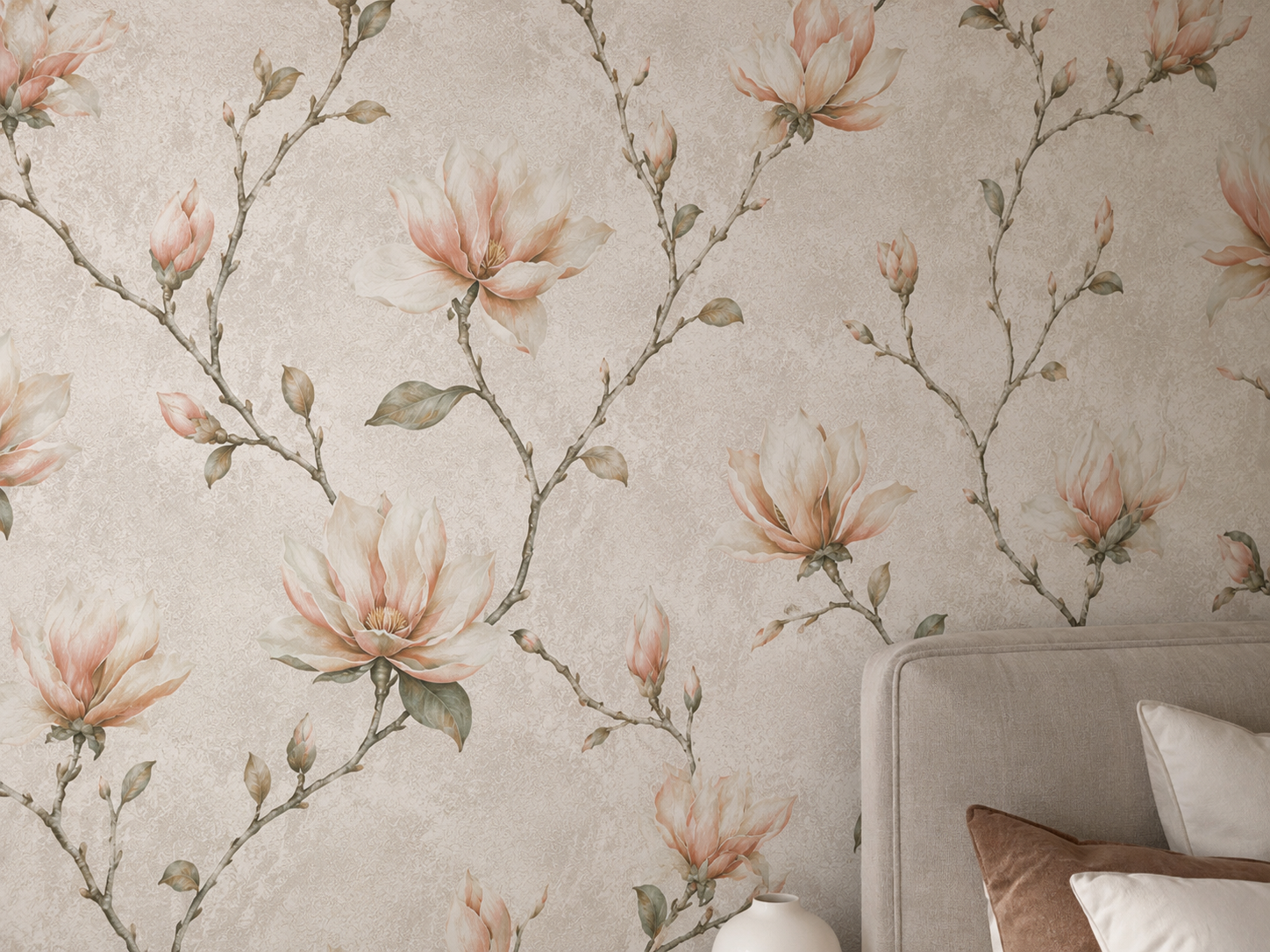 Papier peint fleur oranger 0,53x10m