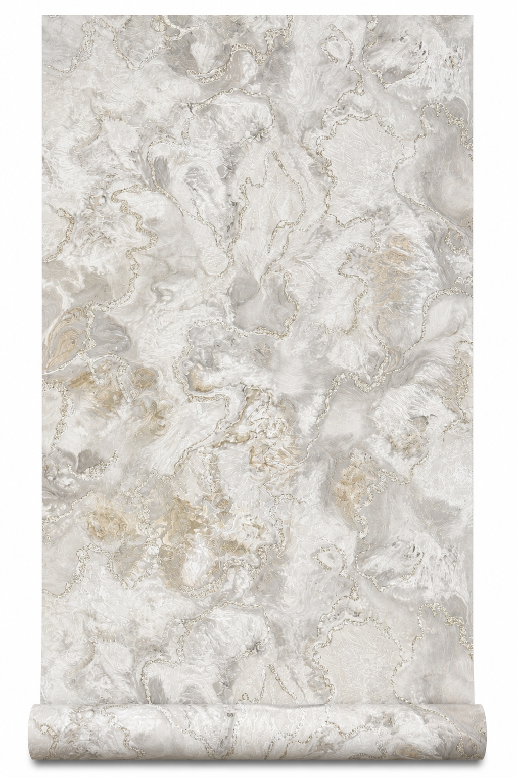 Papier peint marbré gris/doré 0,53x10m
