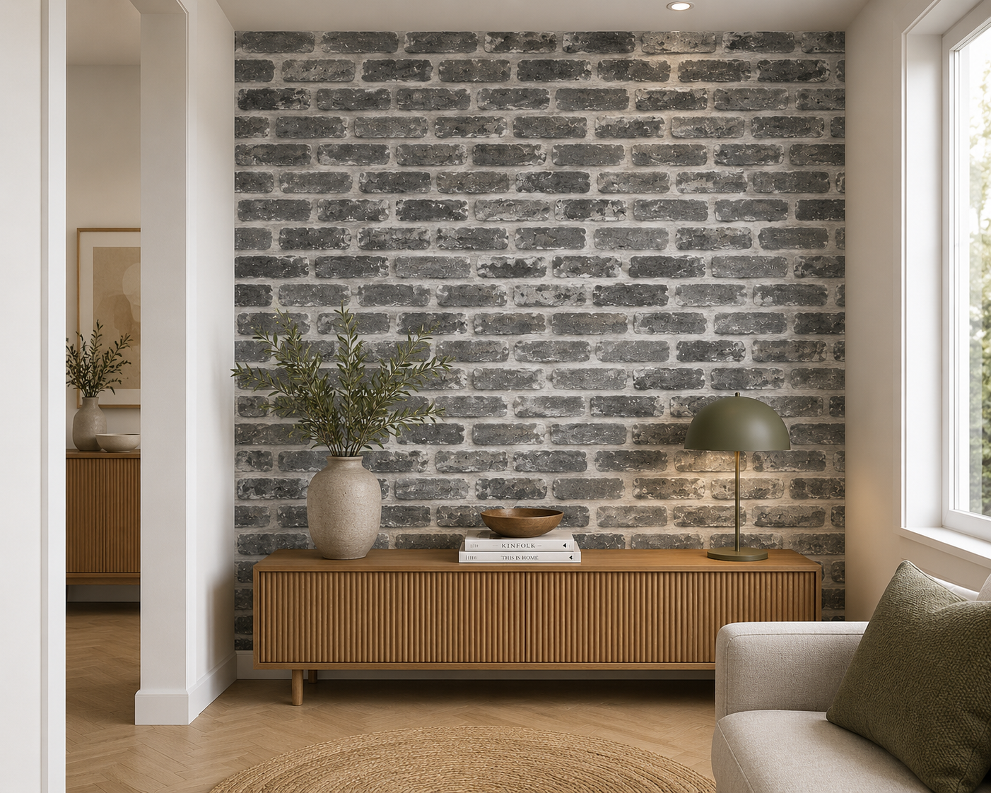 Papier peint brique gris 0,53x10m