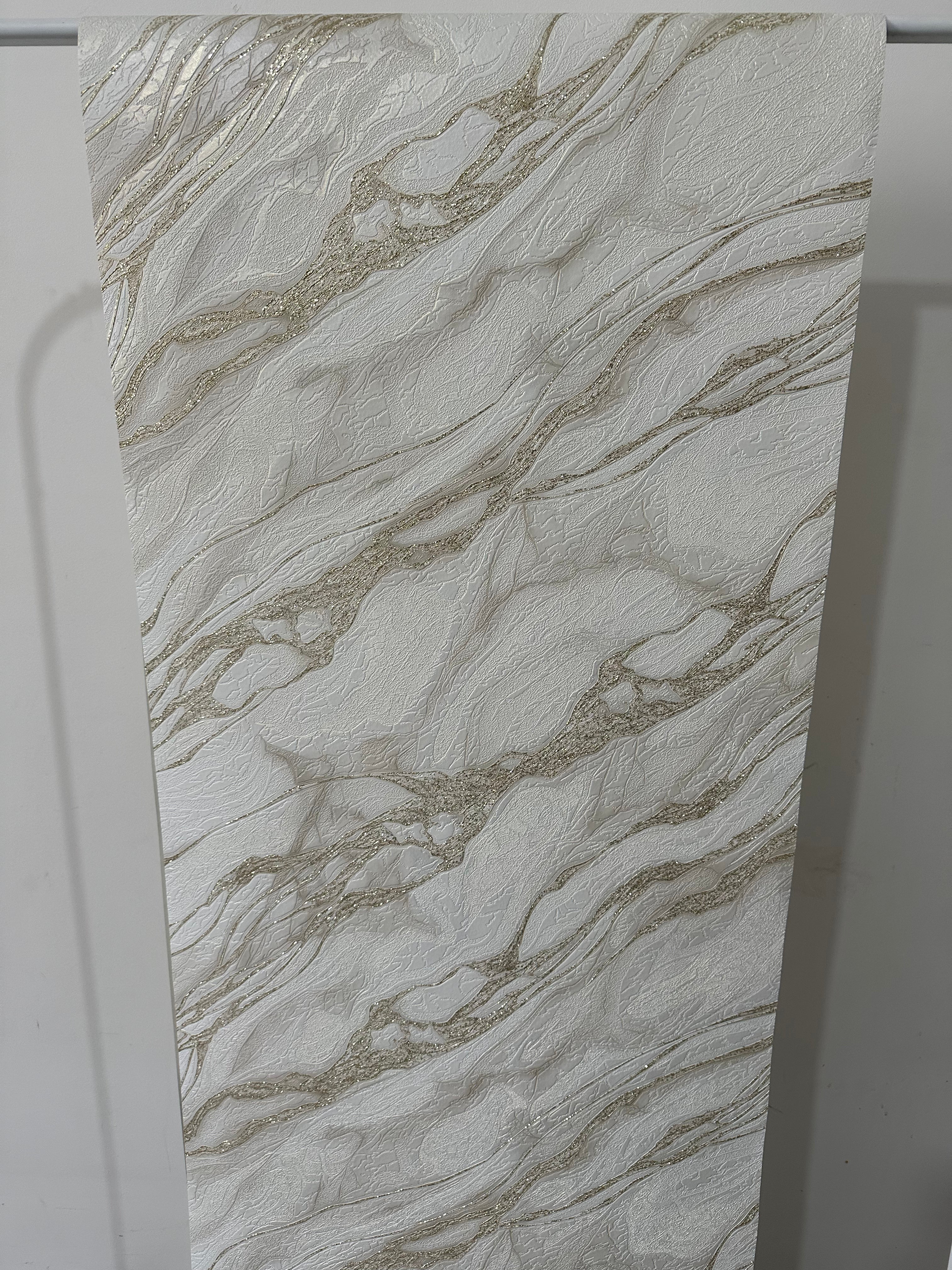 Papier peint marbré blanc/or 0,53x10m