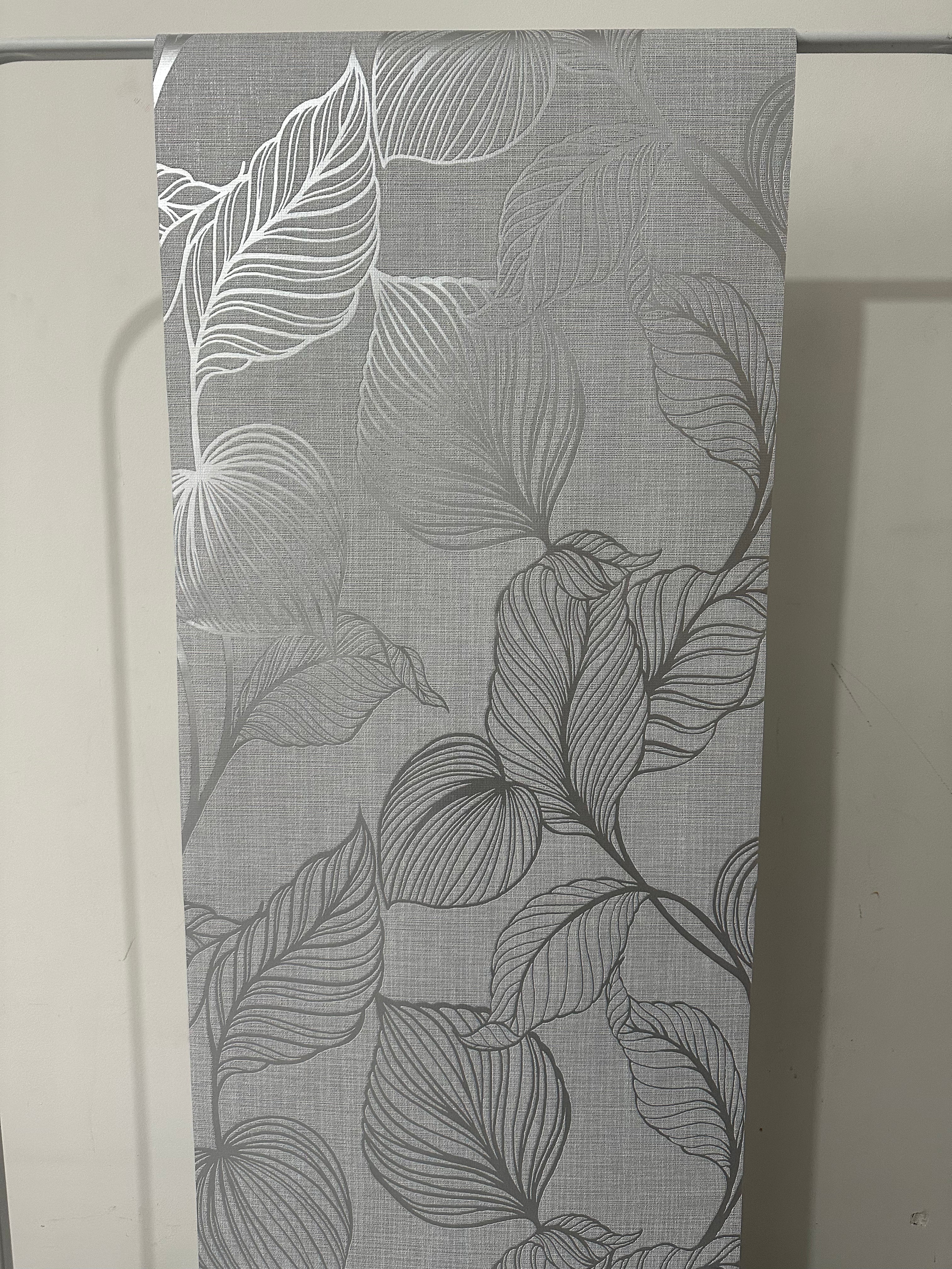 Papier peint feuille gris 0,53x10m