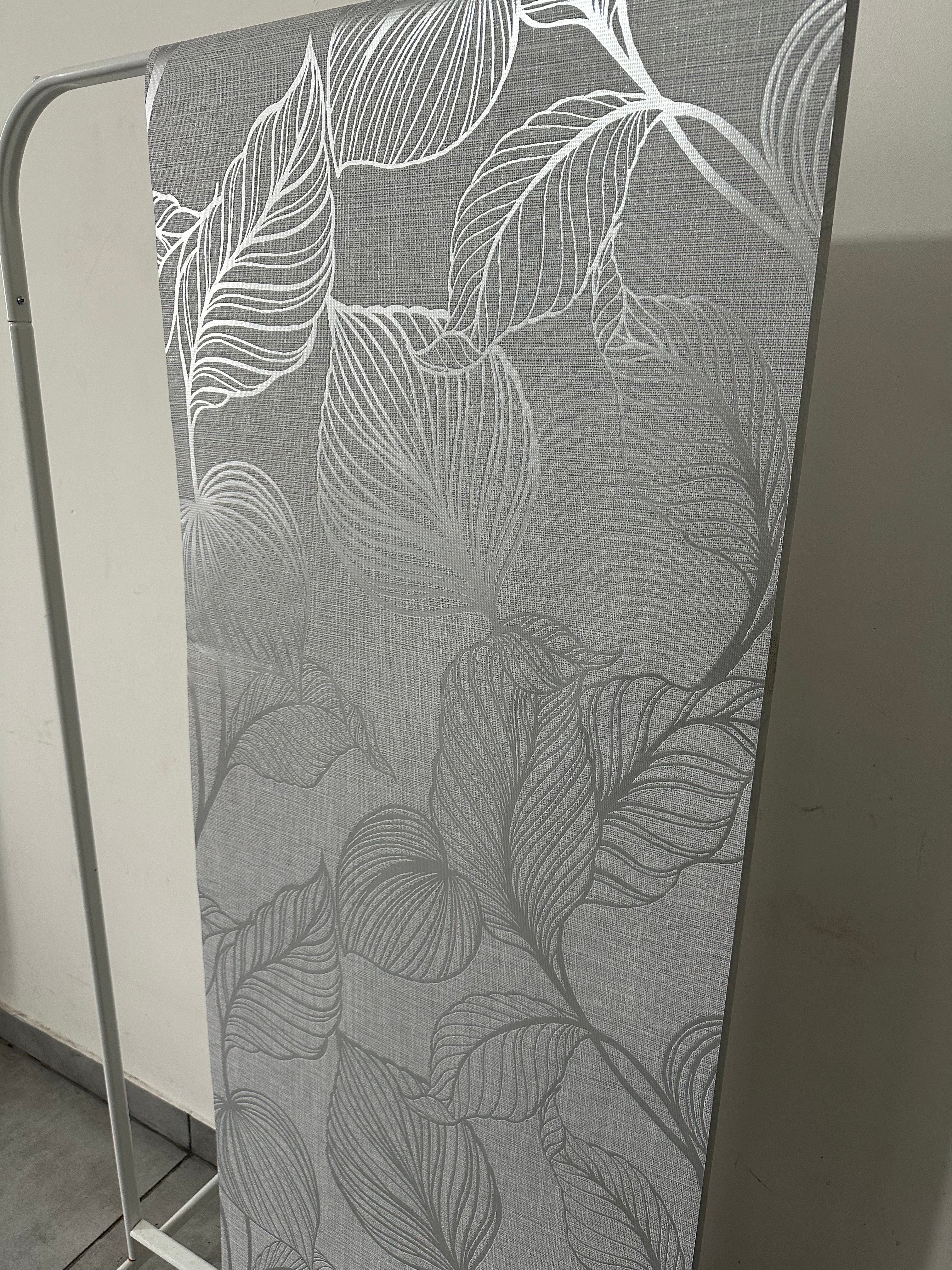 Papier peint feuille gris 0,53x10m