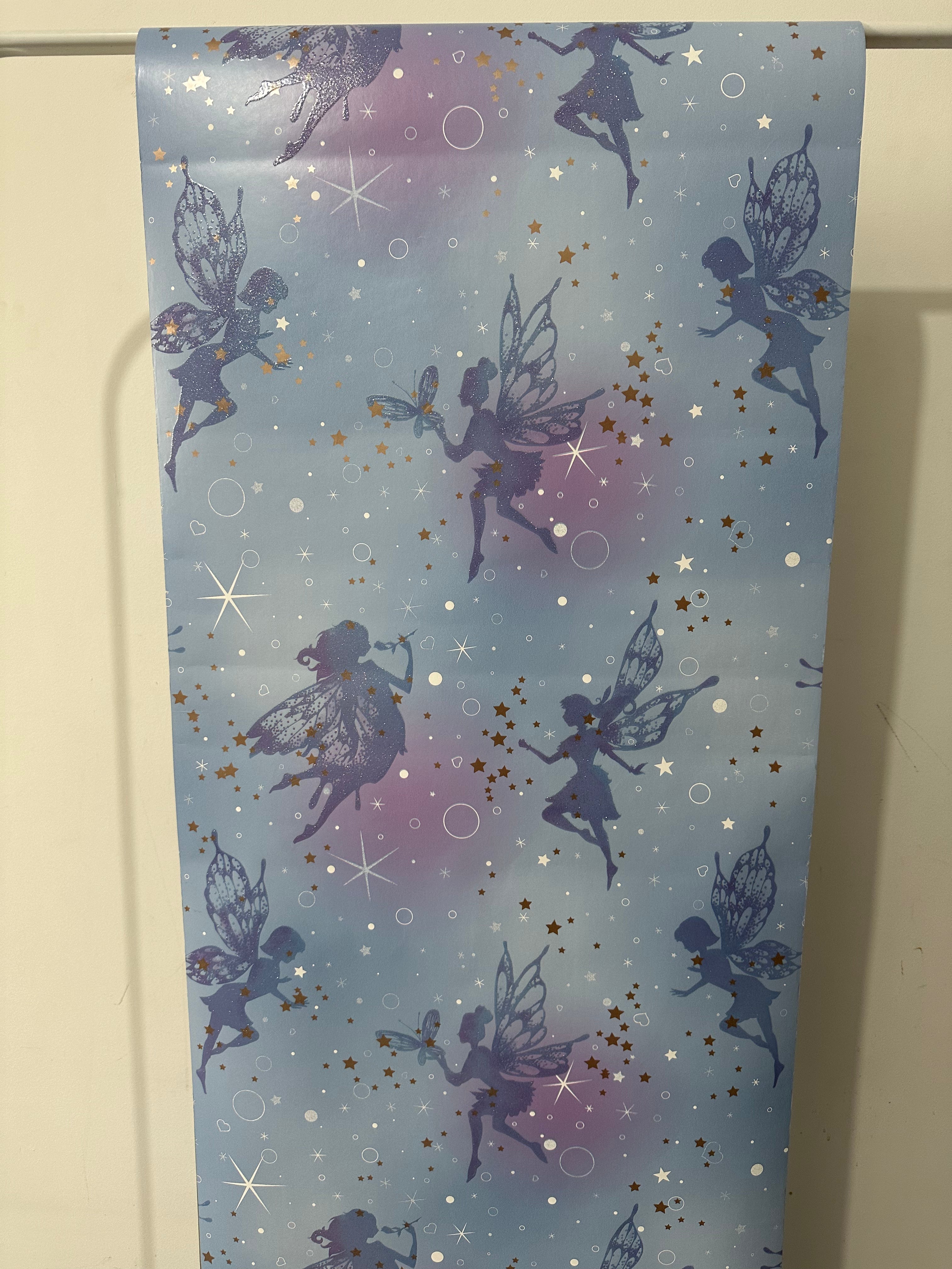 Papier Peint fée bleu/violet 0,53x10m