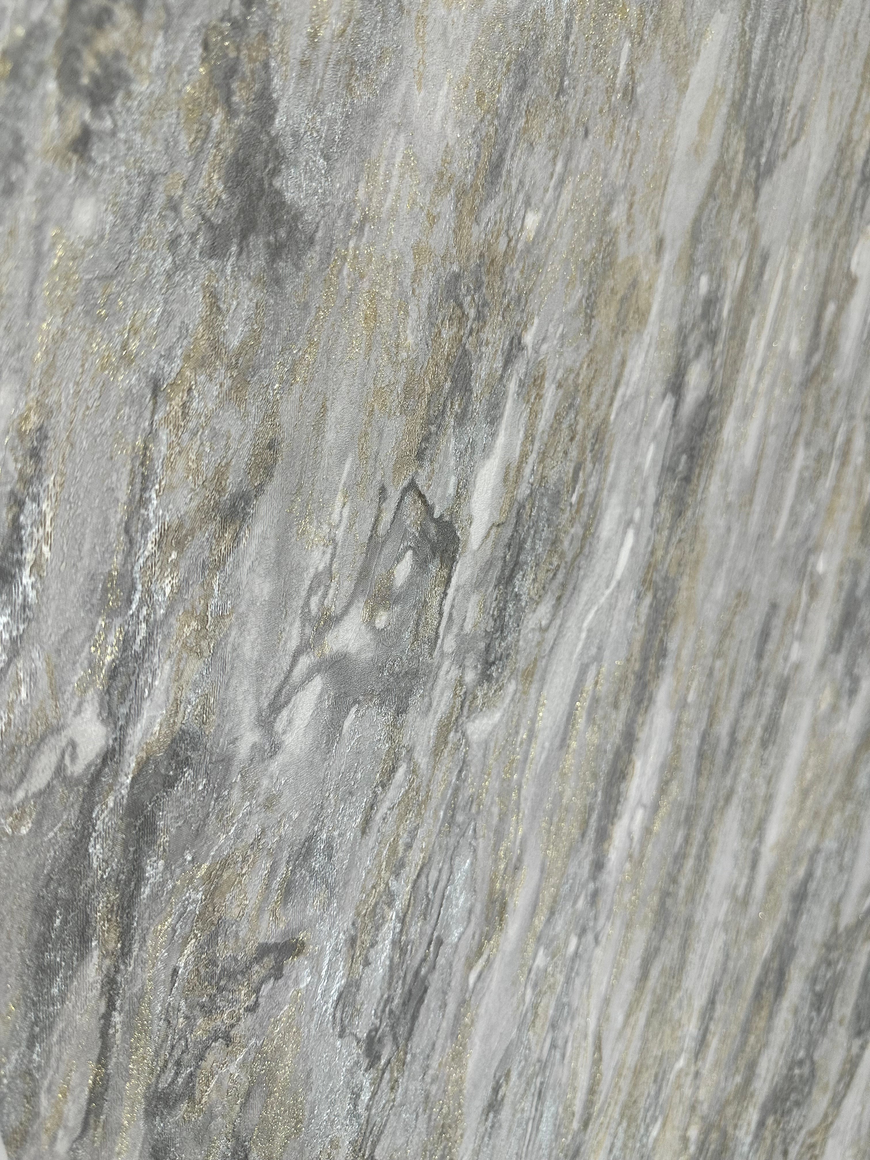 Papier peint marbre gris/doré 0,53x10m