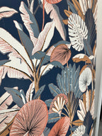 Papier peint jungle bleu/marron mix