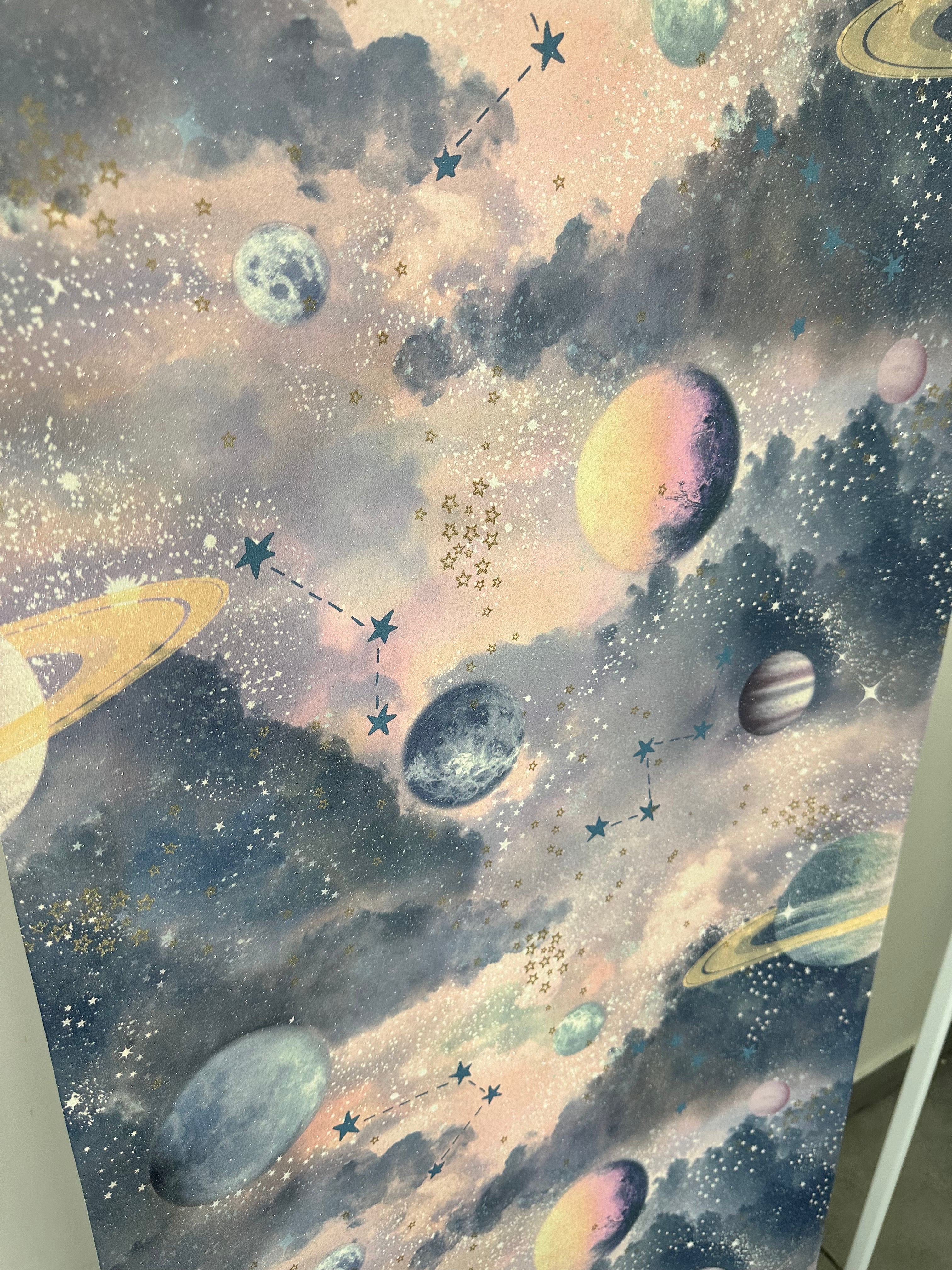 Papier peint galaxie rose/bleu 0,53x10m