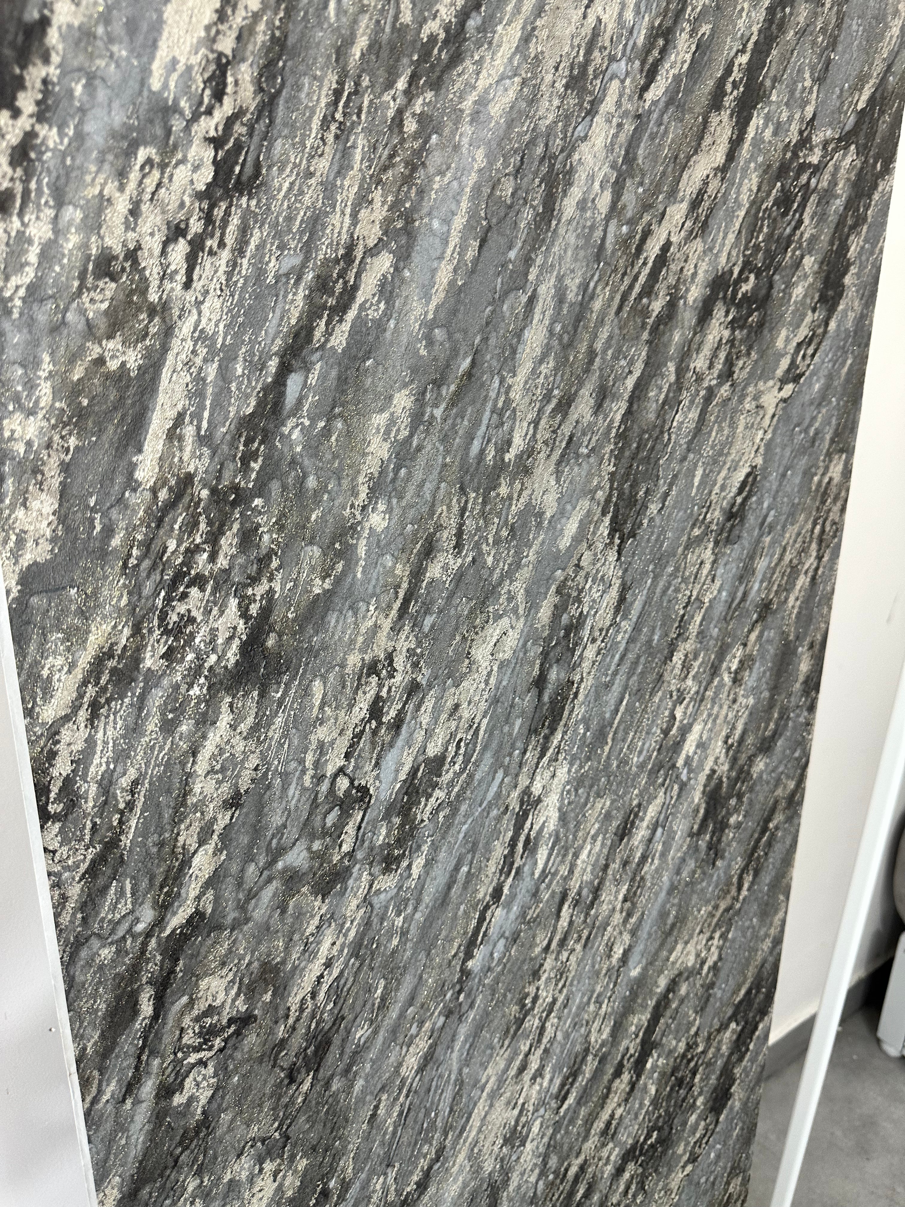 Papier peint marbre noir/doré 0,53x10m