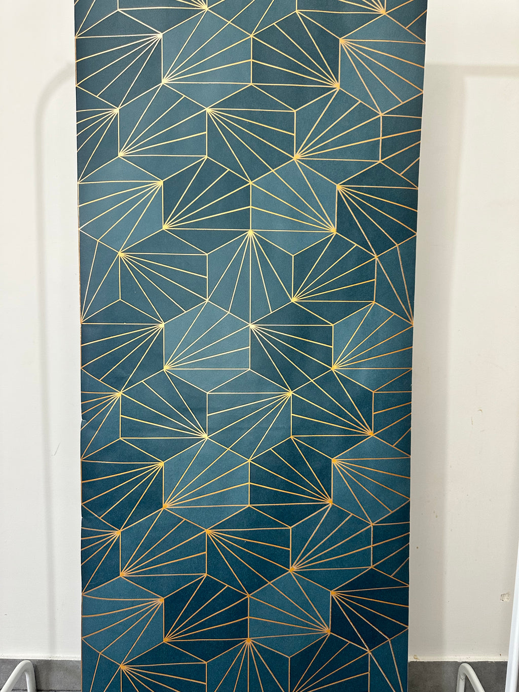 Papier peint géométrique Bleu canard 0,53x10m