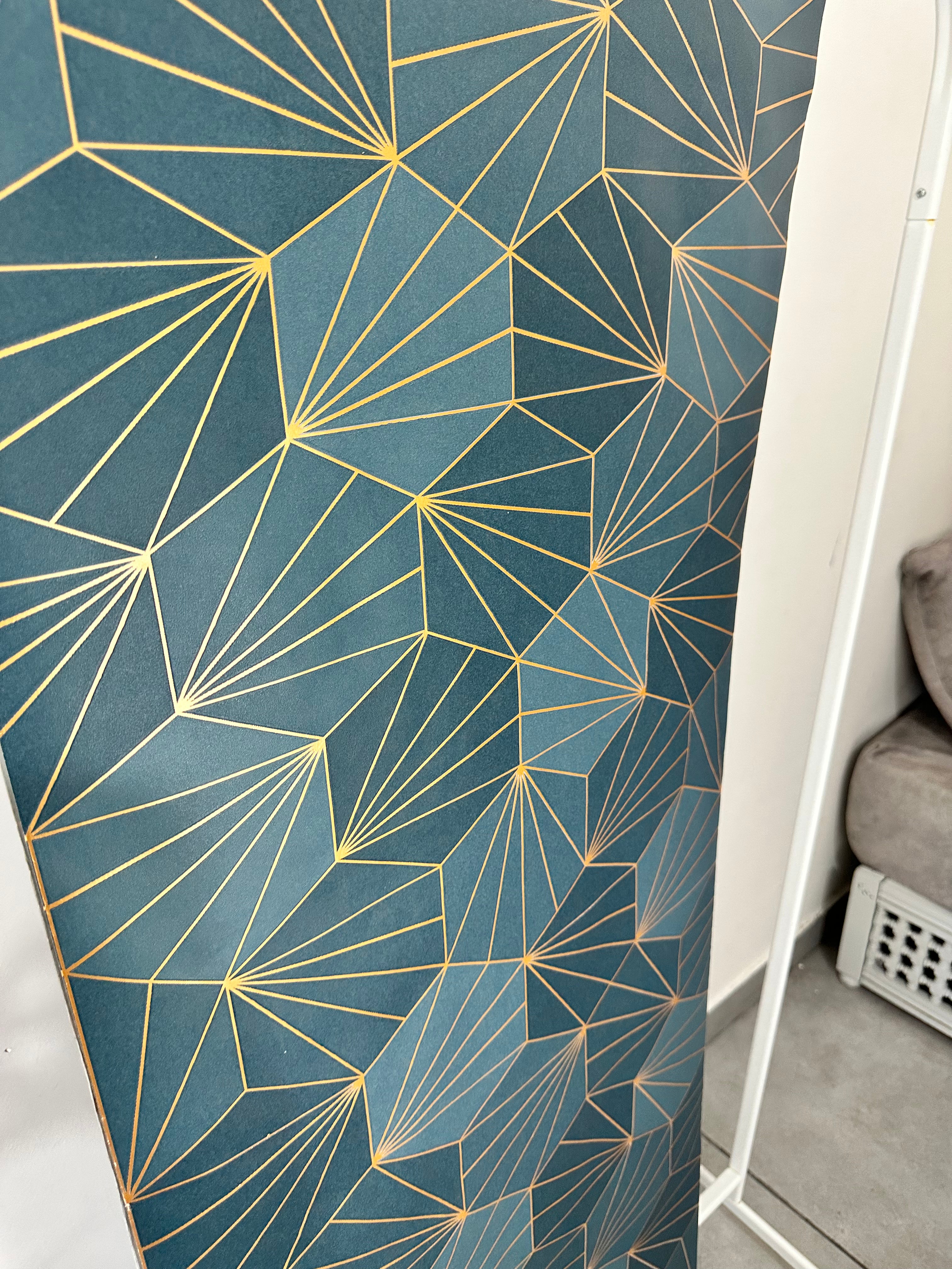Papier peint géométrique Bleu canard 0,53x10m