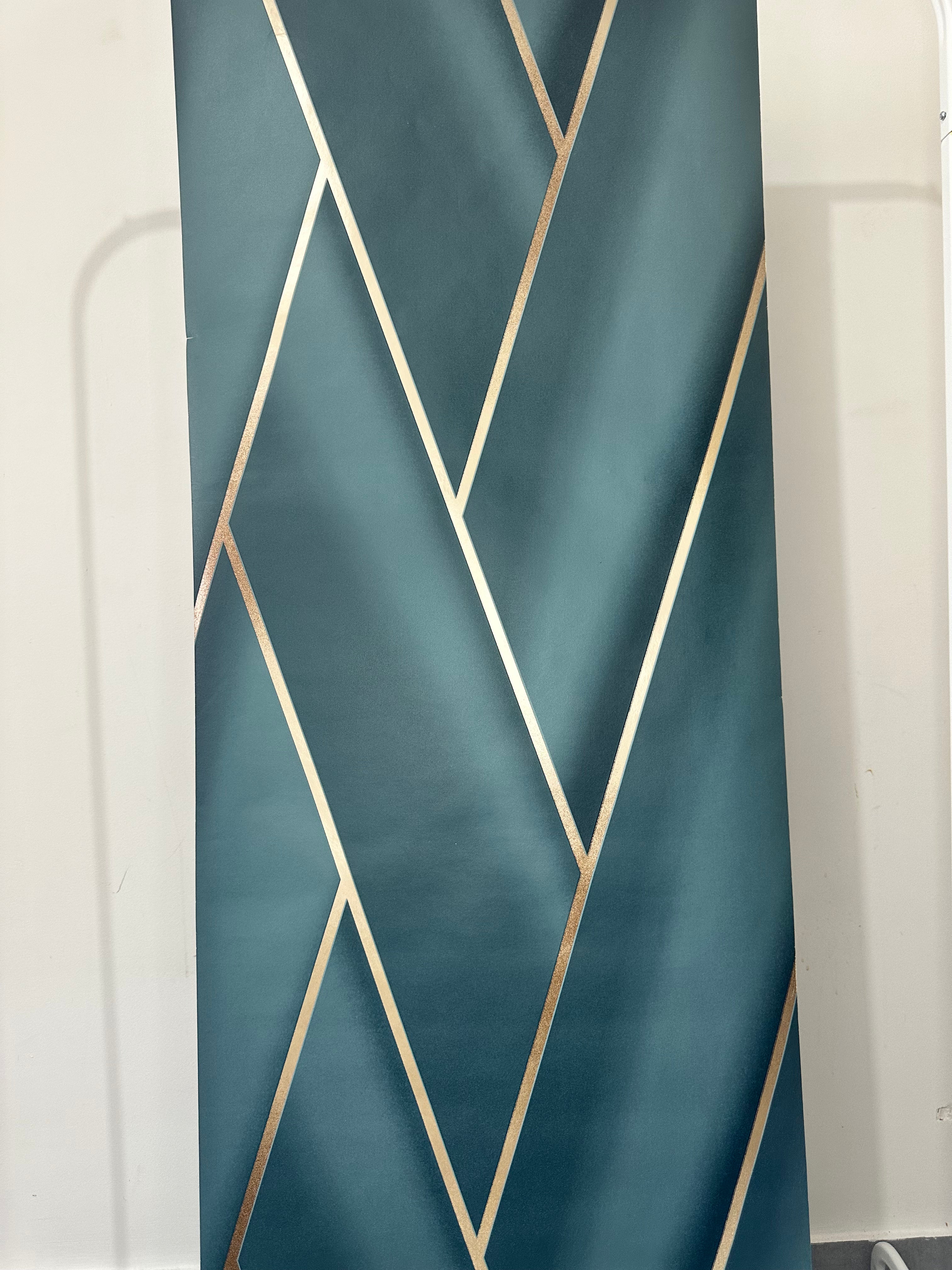 Papier peint rayé bleu canard 0,53x10m