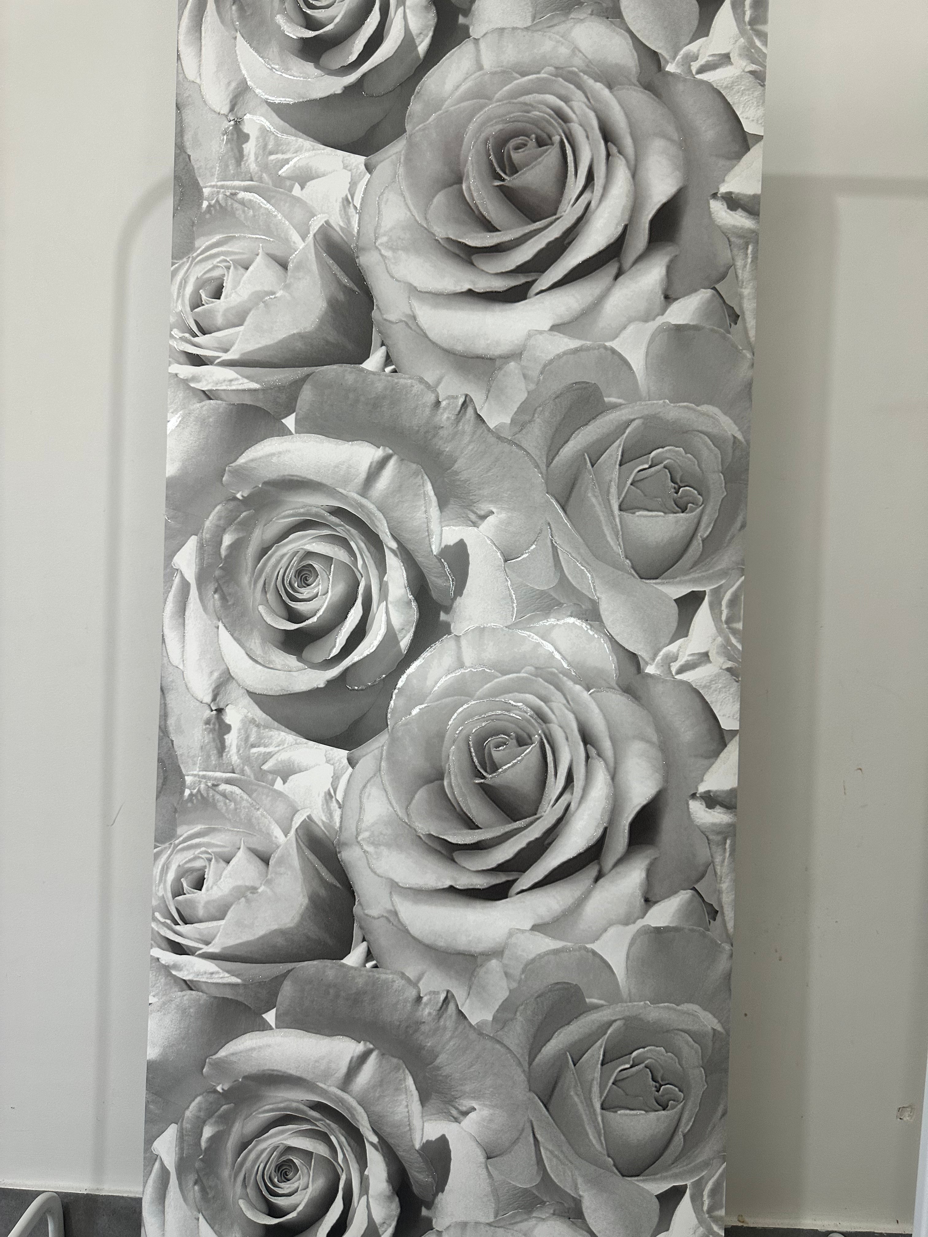 Papier peint fleurs noir/blanc O,53x10m