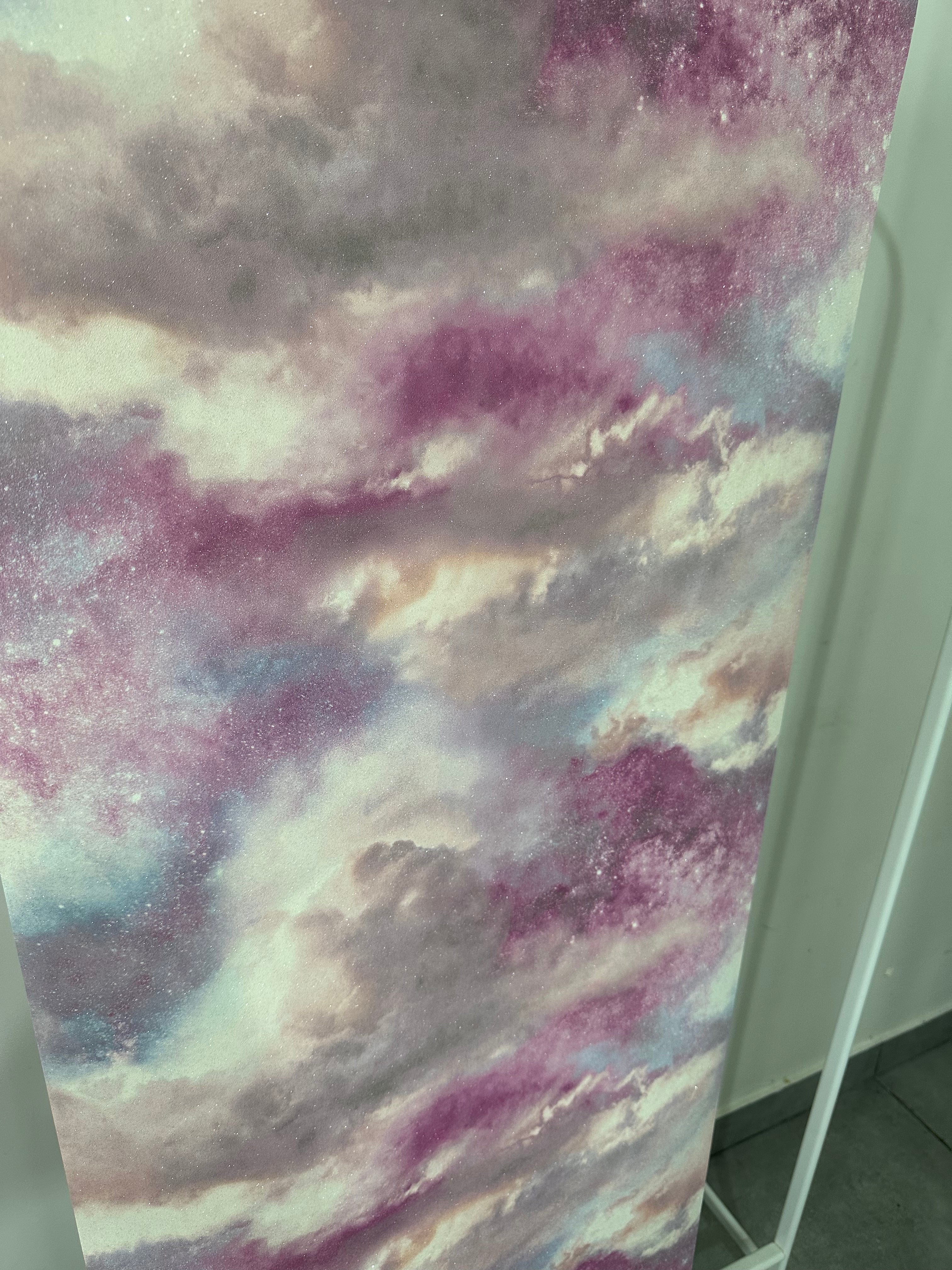 Papier peint nuage rose/blanc 0,53x10m