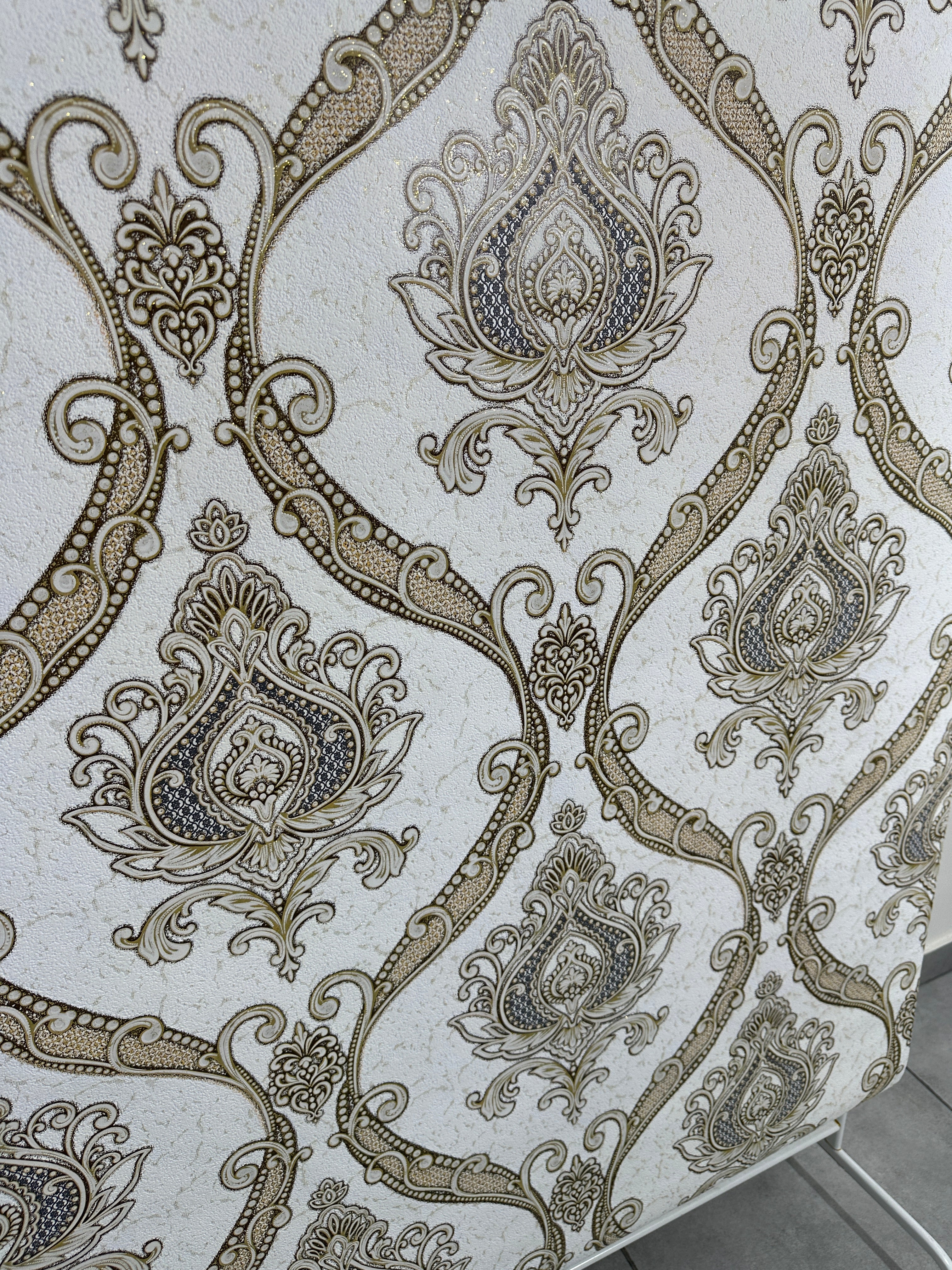 Papier peint baroque blanc or 1,06x10m