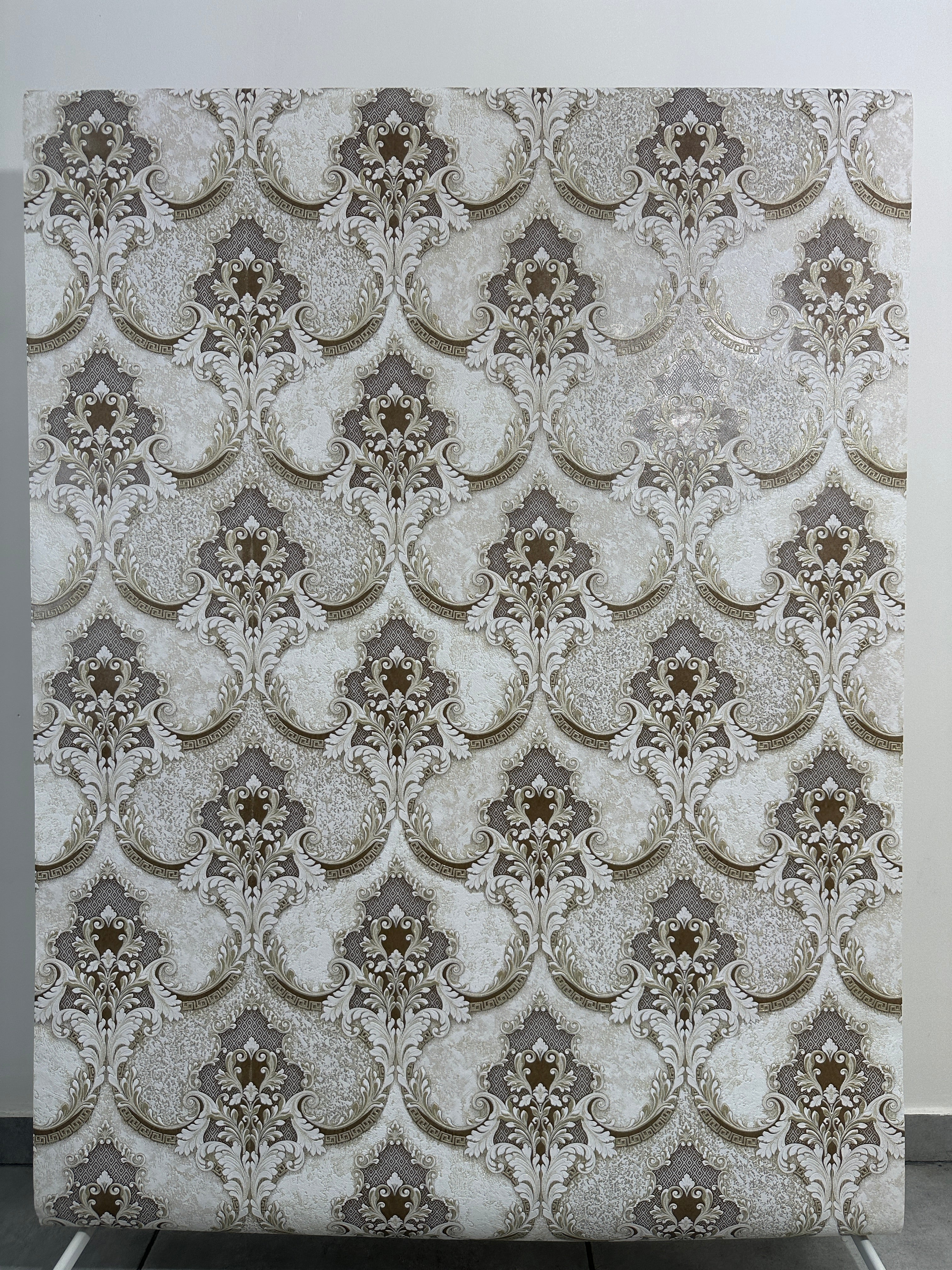 Papier peint baroque marron blanc 1,06x10m