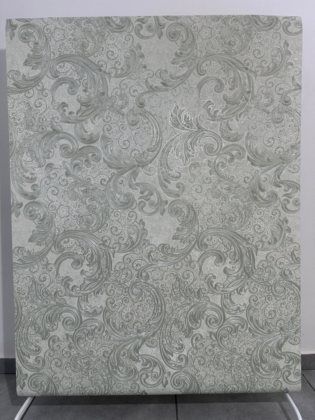 Papier peint classique vert/gris 1,06x10m