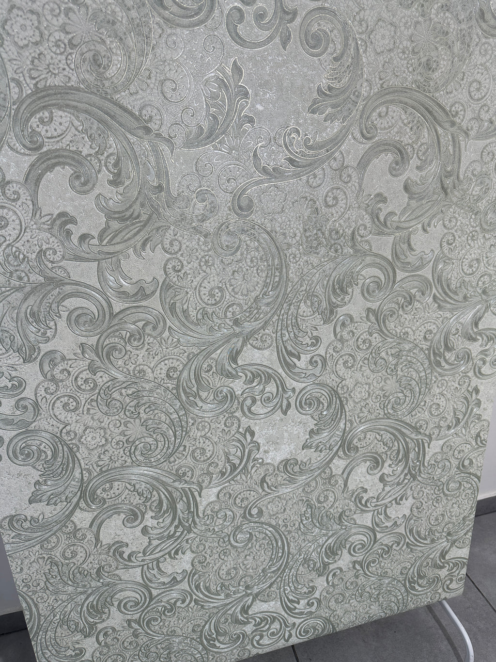 Papier peint classique vert/gris 1,06x10m