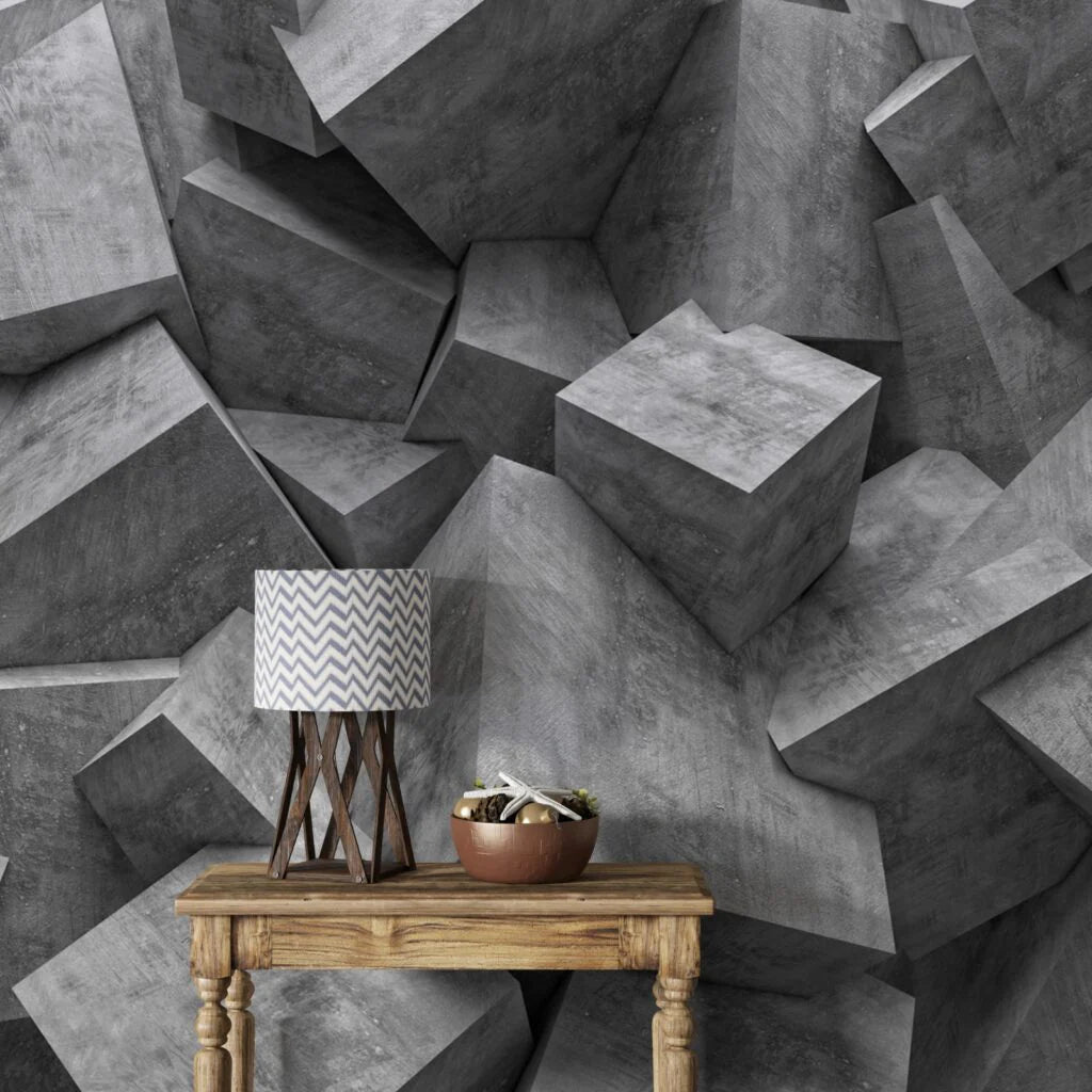 Papier peint 3D cube gris foncé 10mx0,53m